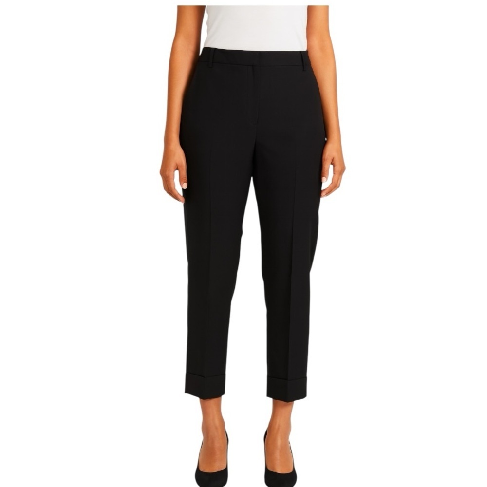VINCE. Cuffed Coin Pocket Wool Blend Trousers in Black size 12